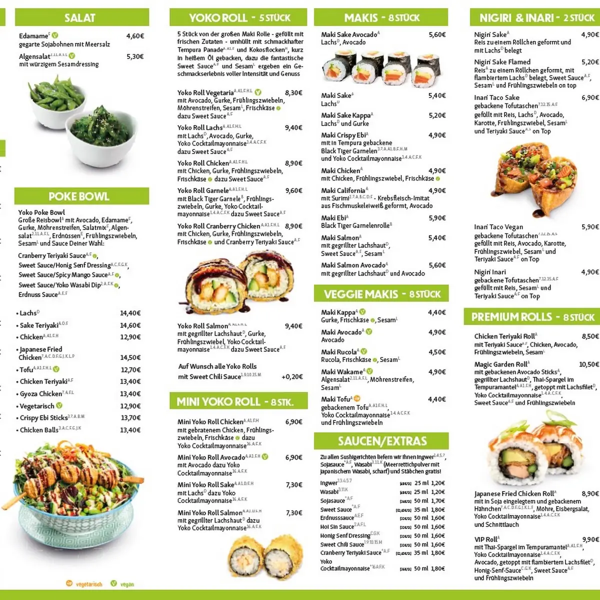 Speisekarte, Yoko Sushi Lieferservice Minden