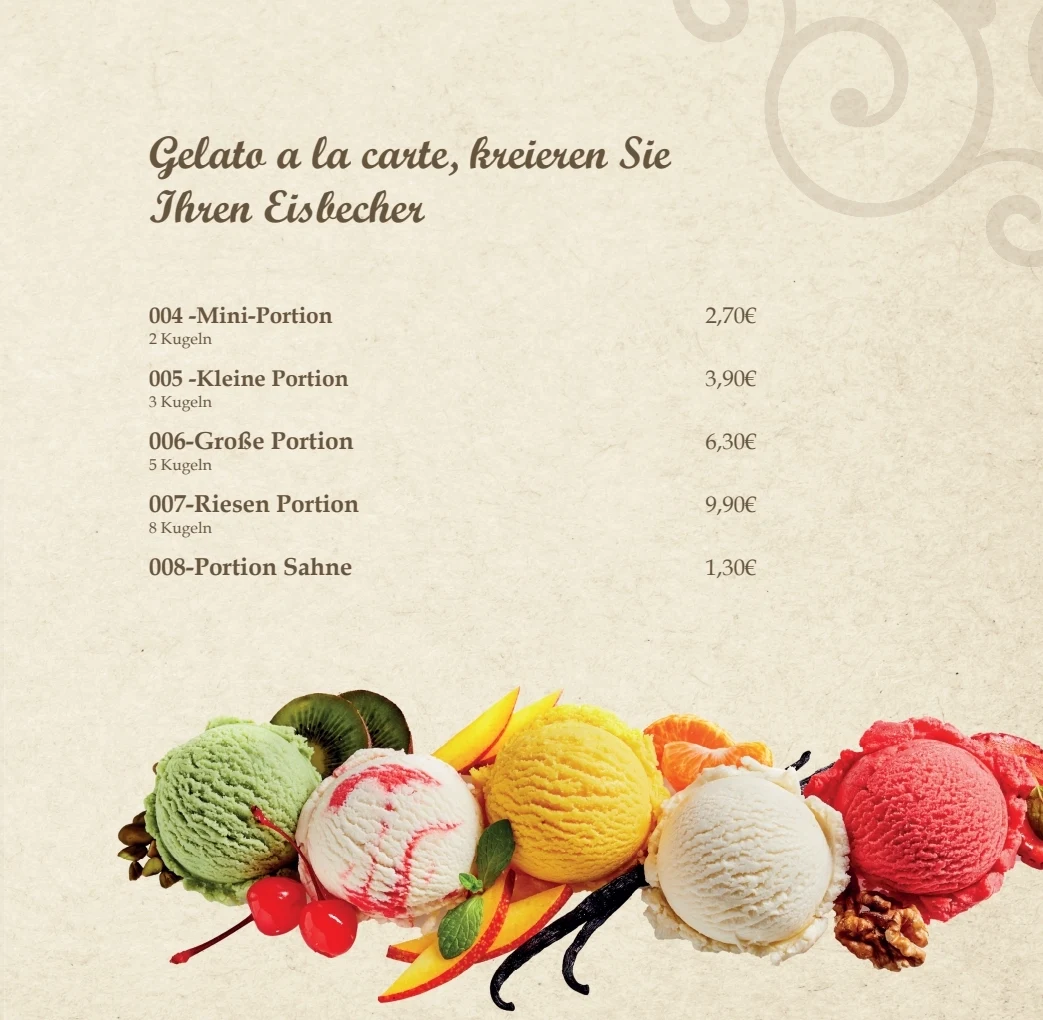 Speisekarte, Eiscafé & Pizzeria „Al Capone“ – Inh.: Guido Valenta