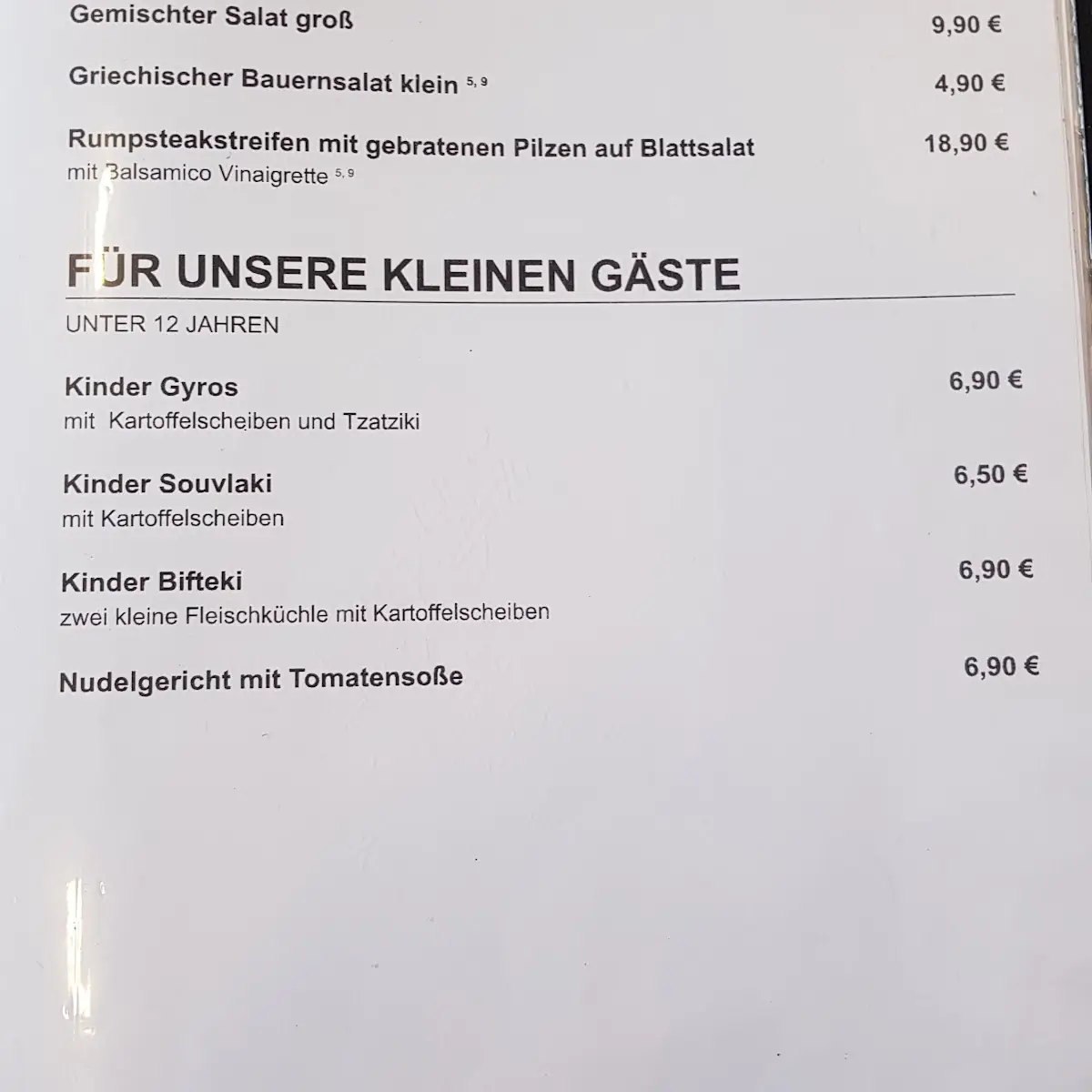 Speisekarte, Hotel & Restaurant Adler