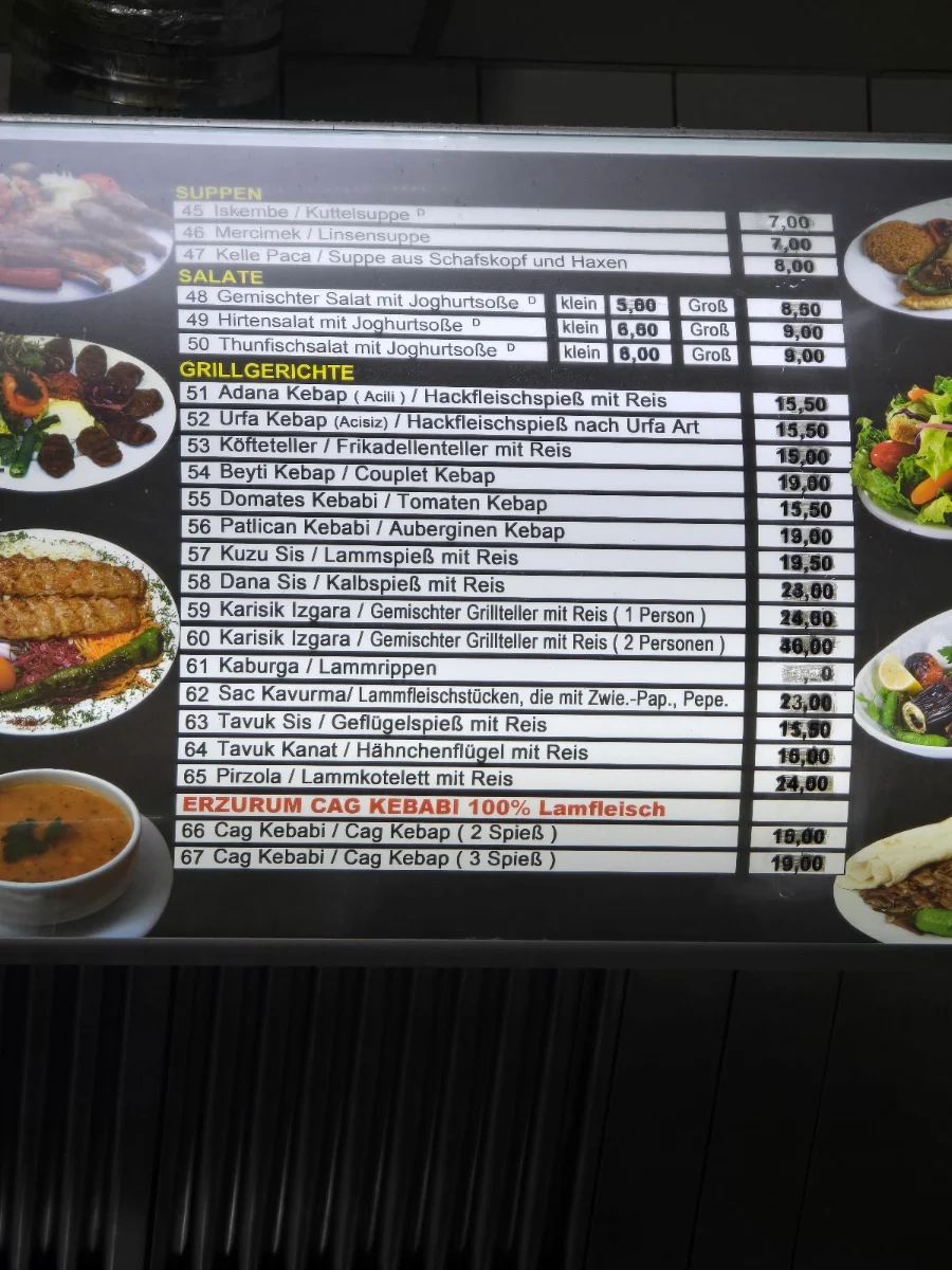Speisekarte, Galip Holzkohle Grillhaus