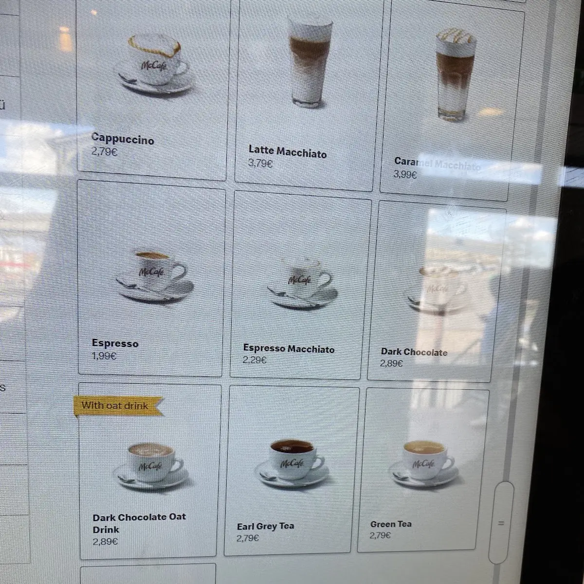 Speisekarte, McDonald's