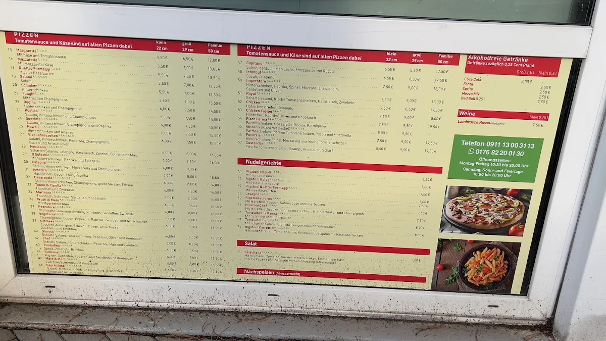 Speisekarte, Pizza One Moorenbrunn, Nürnberg