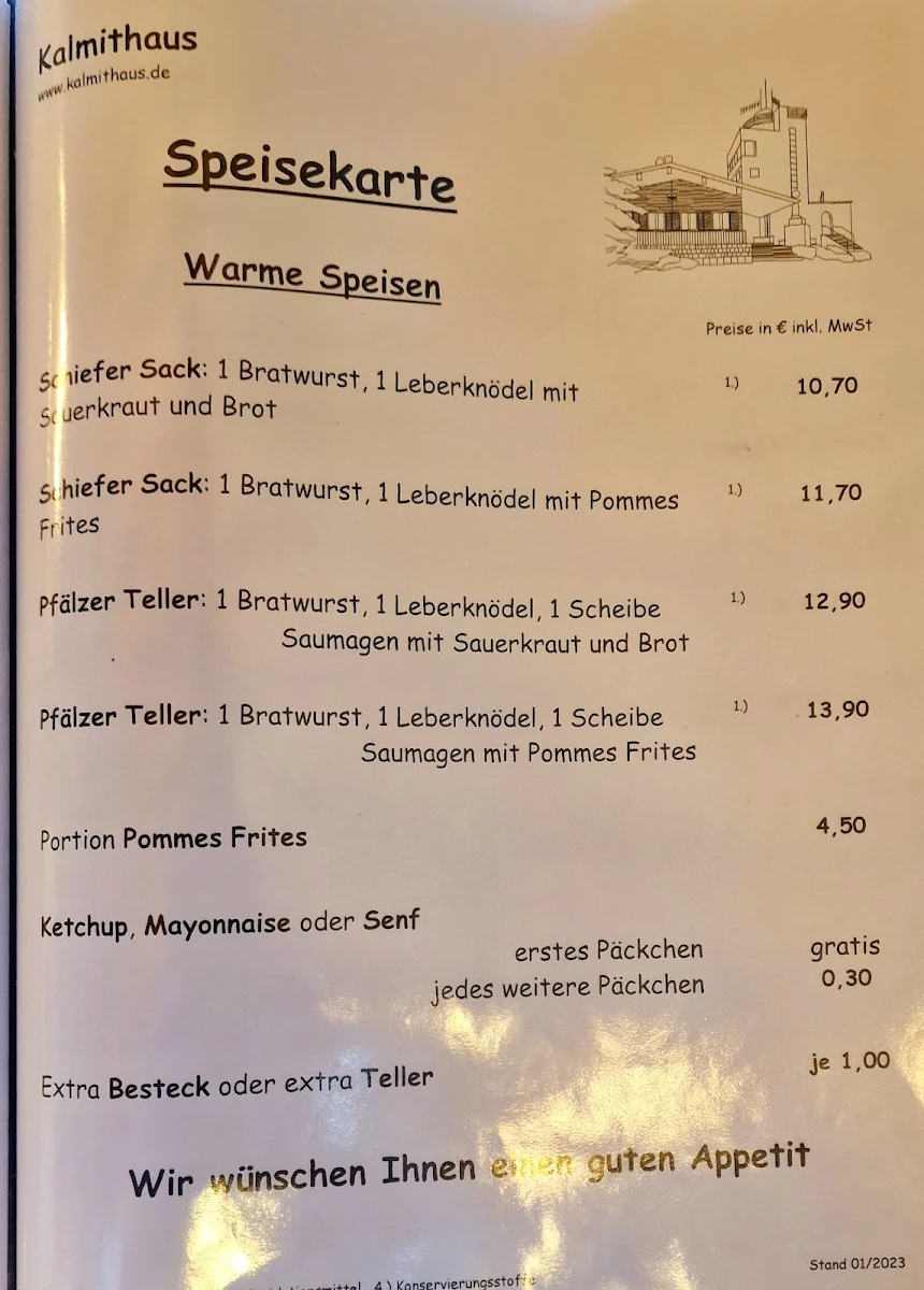 Speisekarte, Das Kalmithaus