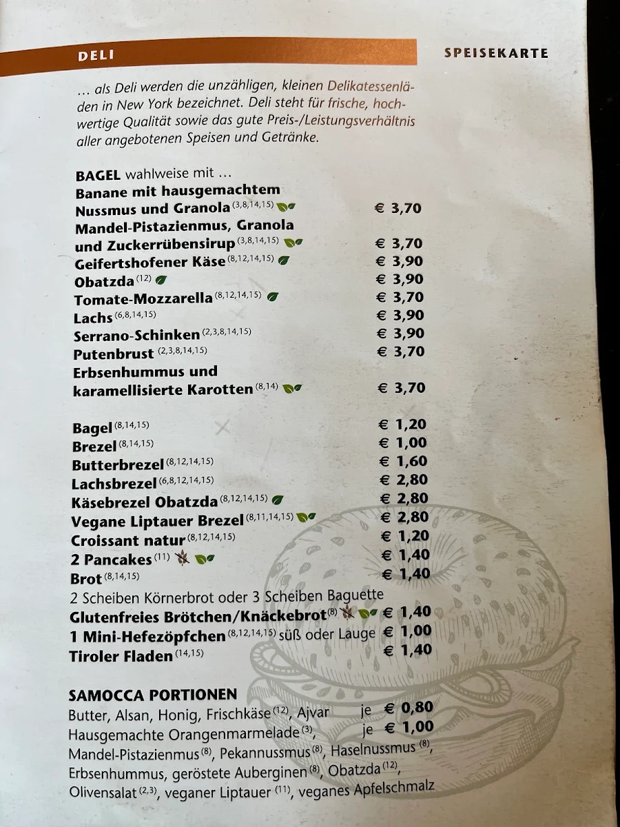 Speisekarte, Samocca
