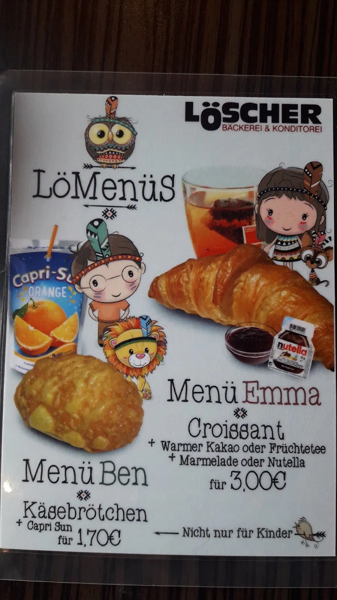 Speisekarte, Löscher Bäckerei-Konditorei GmbH