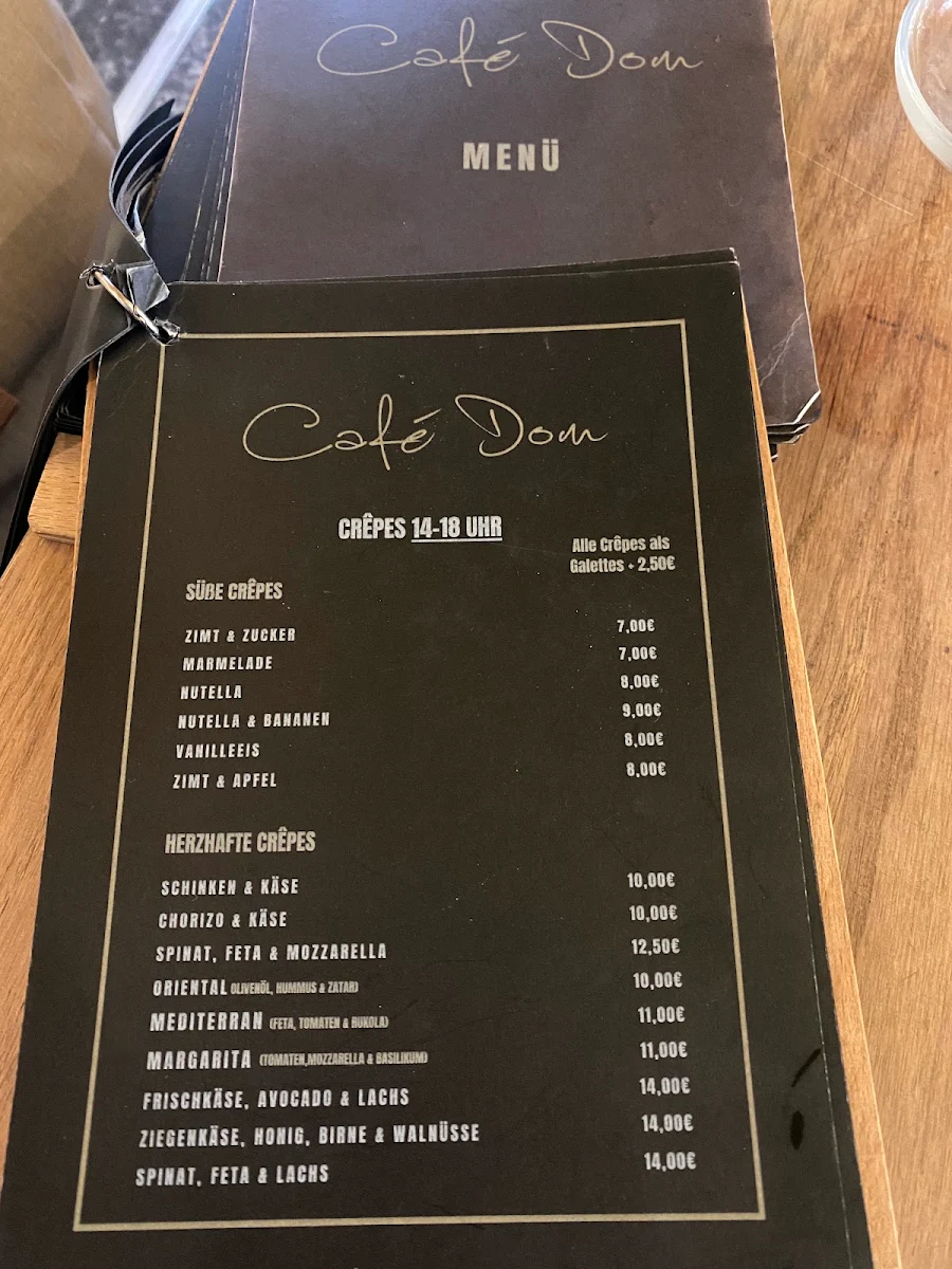 Speisekarte, Café Dom