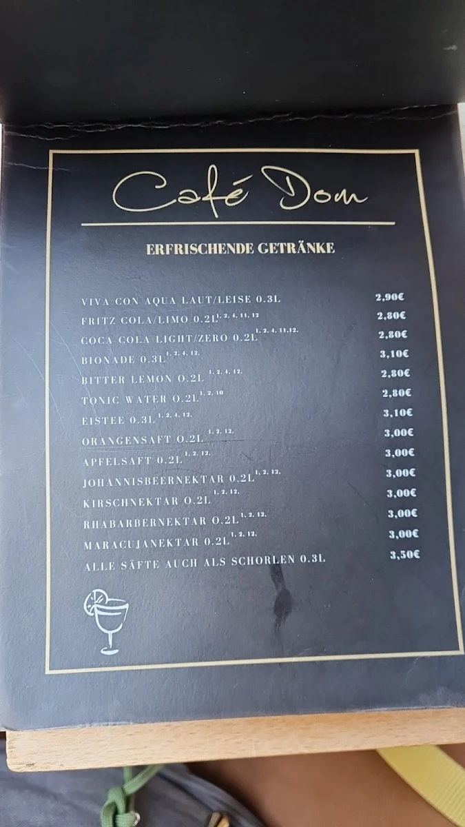 Speisekarte, Café Dom