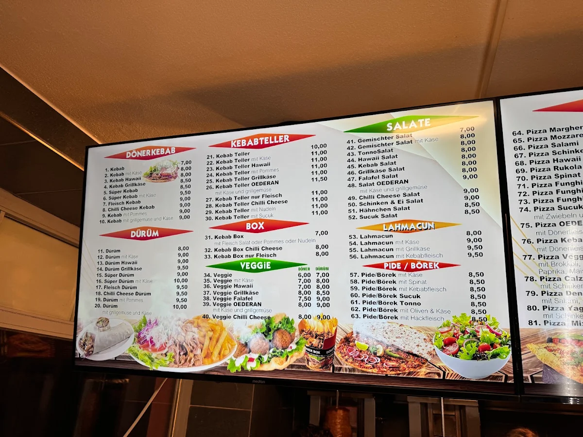 Speisekarte, Oederan Kebab Haus