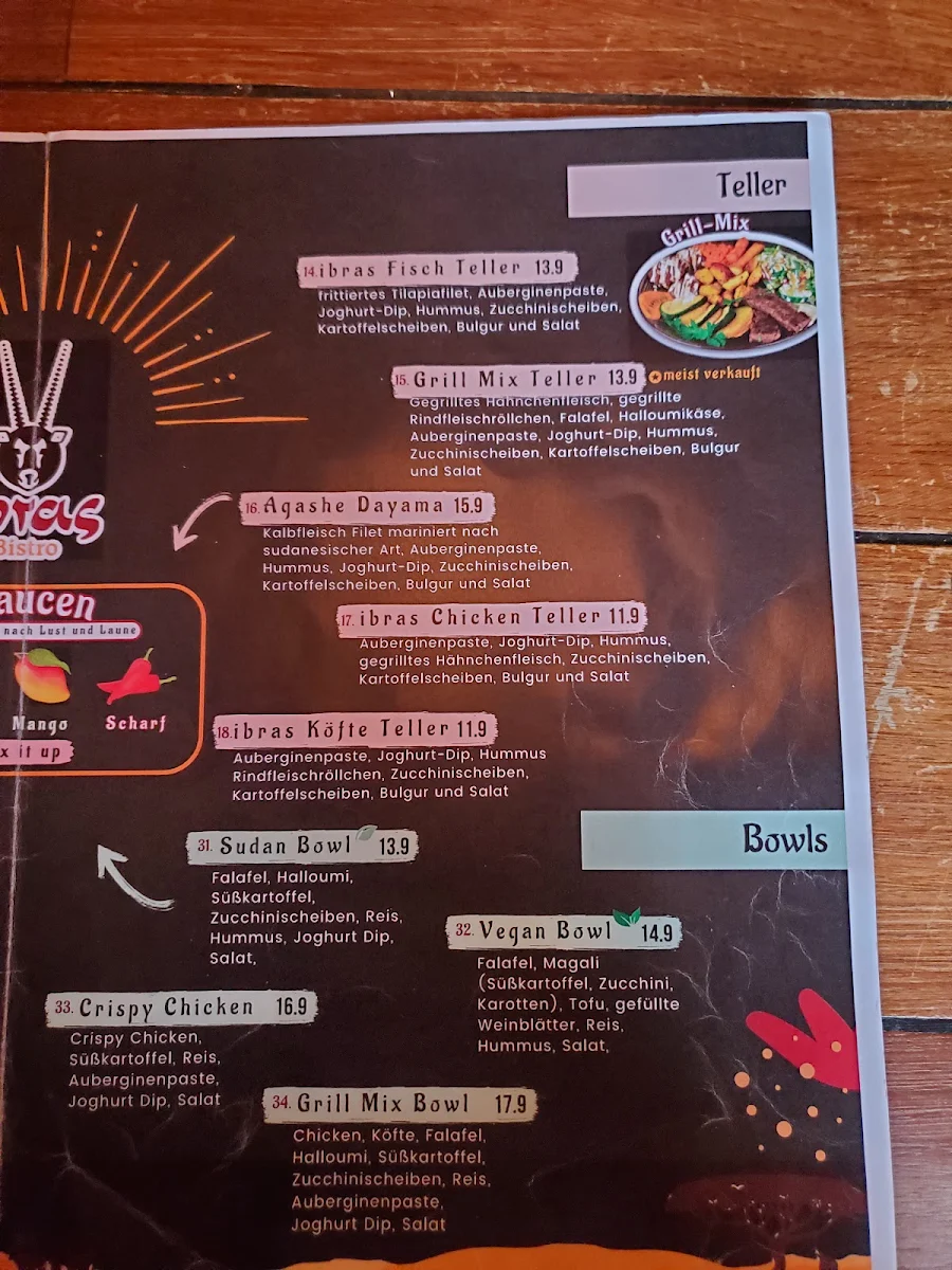 Speisekarte, Ibras Bistro Altona