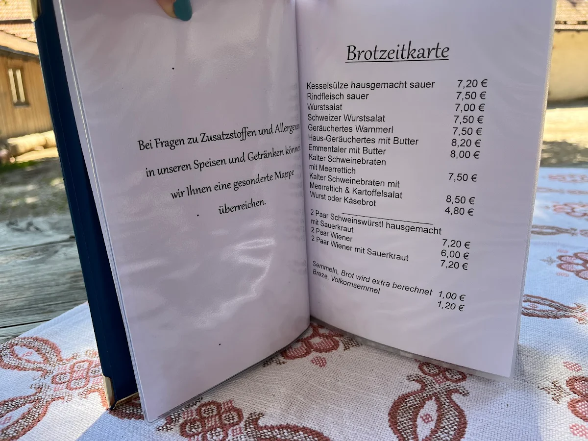 Speisekarte, Gasthaus Geiger