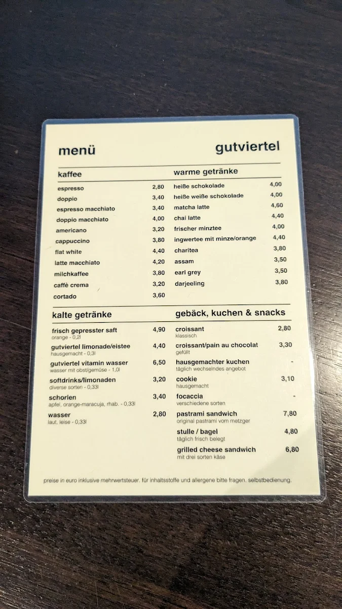 Speisekarte, gutviertel