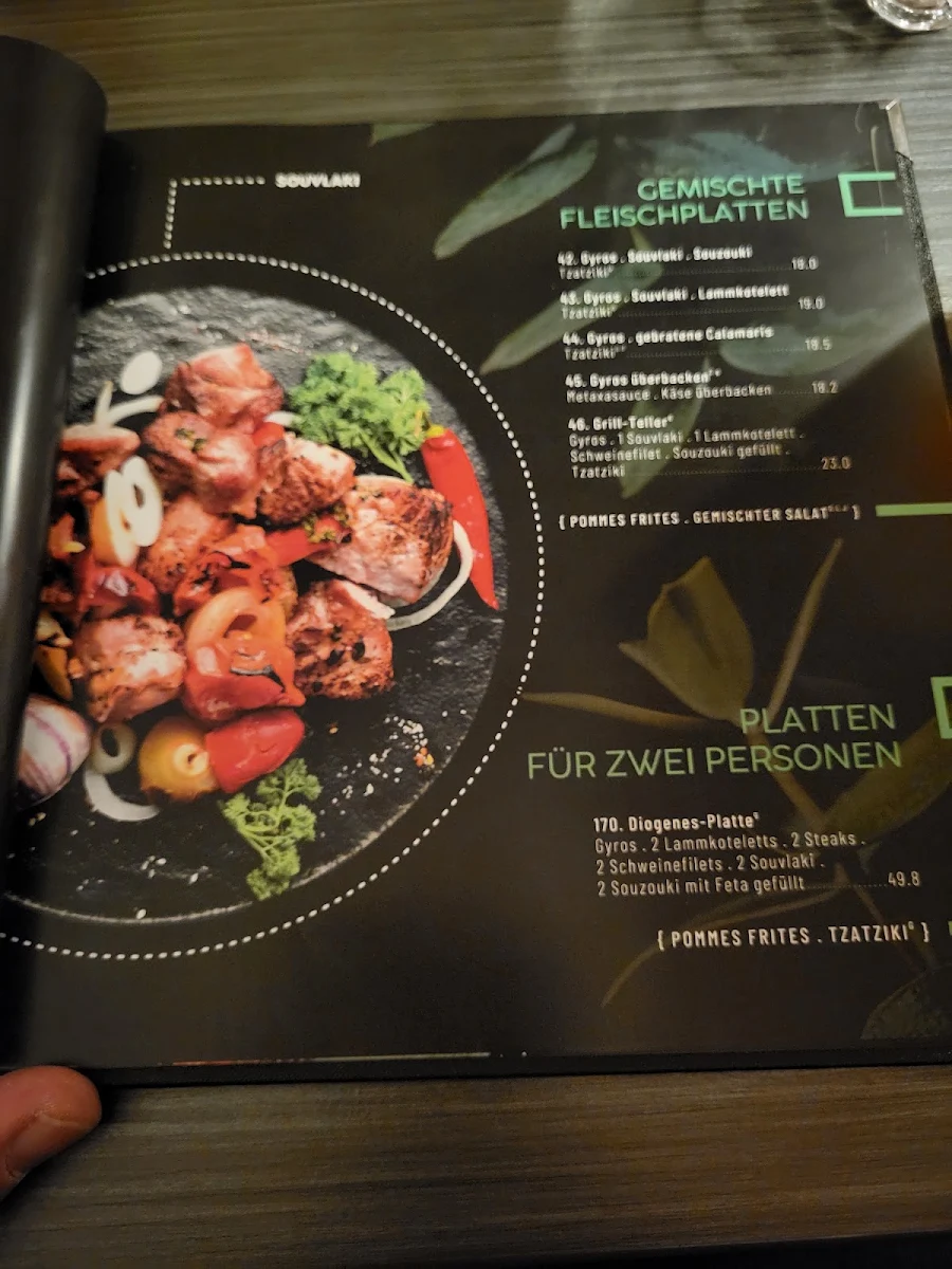 Speisekarte, Restaurant KOS