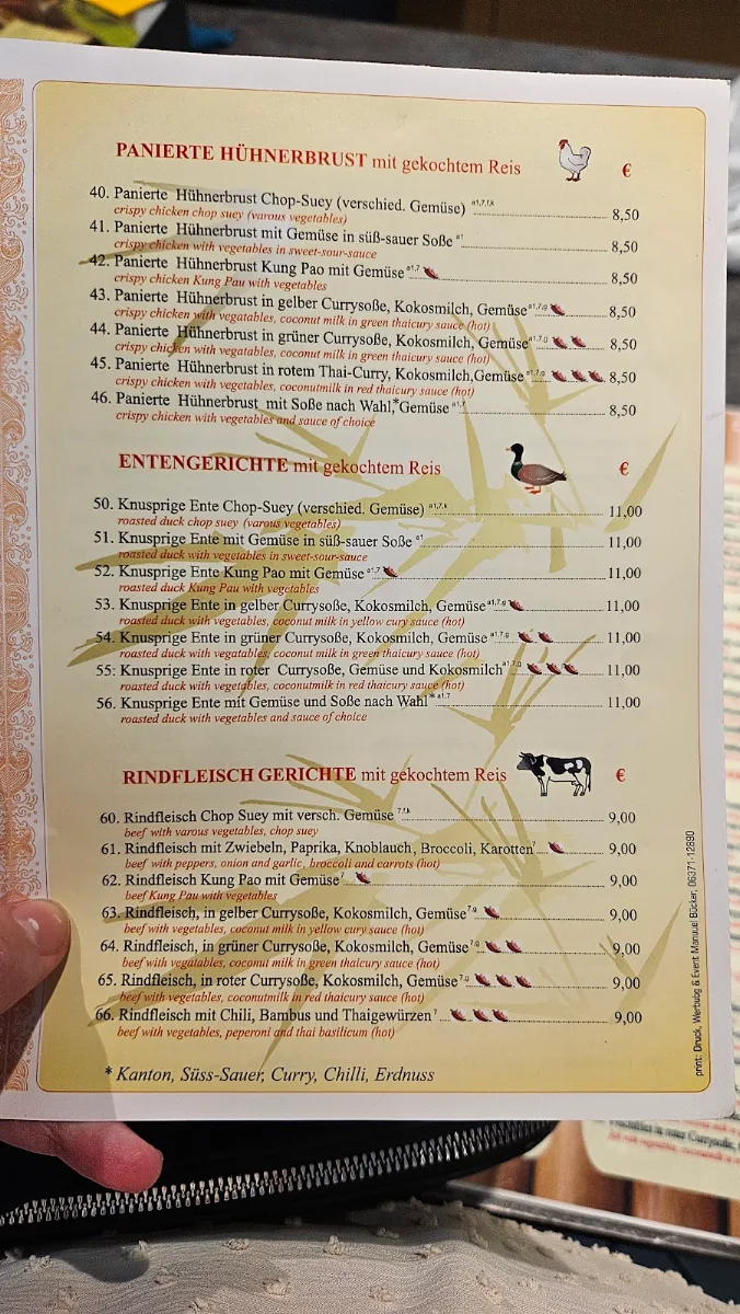 Speisekarte, Asia Wok