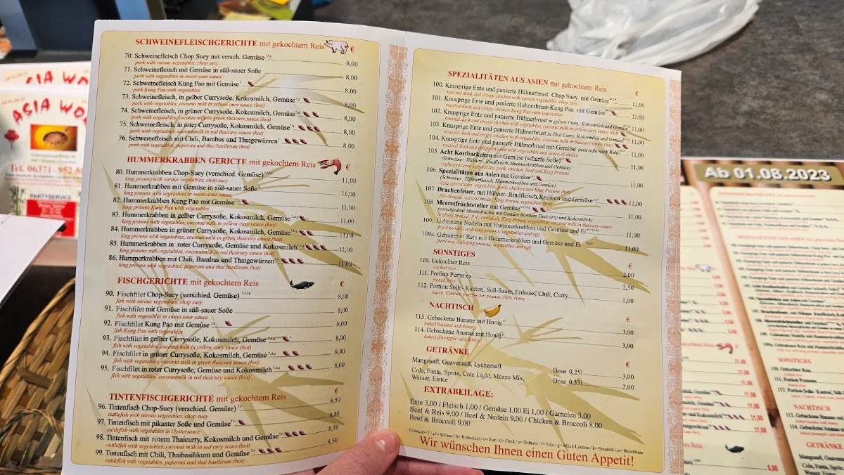 Speisekarte, Asia Wok