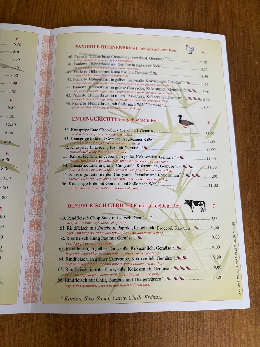 Speisekarte, Asia Wok