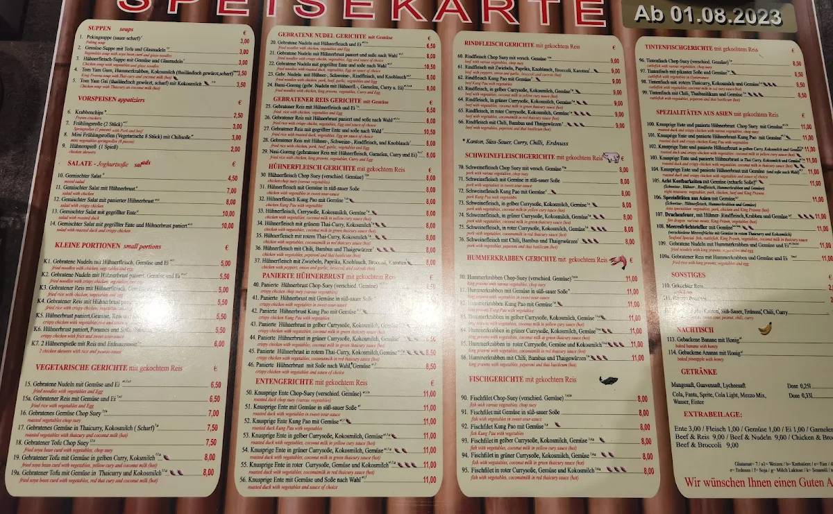 Speisekarte, Asia Wok
