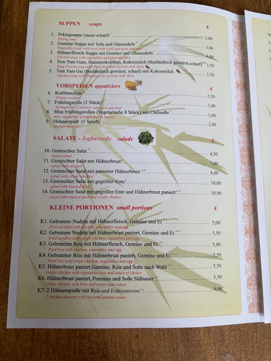 Speisekarte, Asia Wok