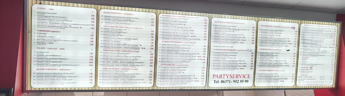 Speisekarte, Asia Wok