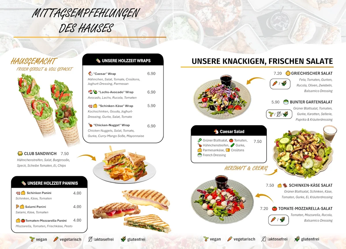 Speisekarte, HolzZeit Café