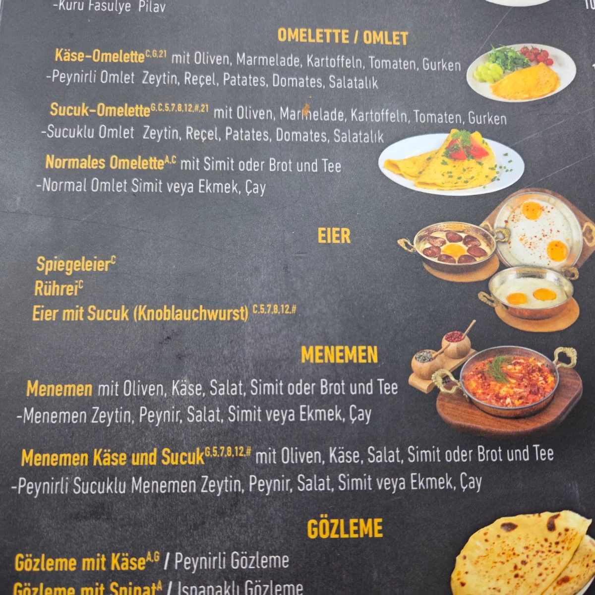 Speisekarte, Kross Back Cafe