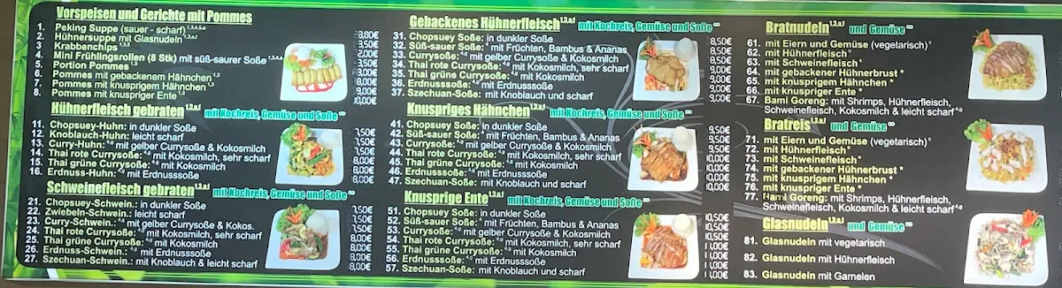 Speisekarte, Asia Anfu im Kaufland Stadthagen