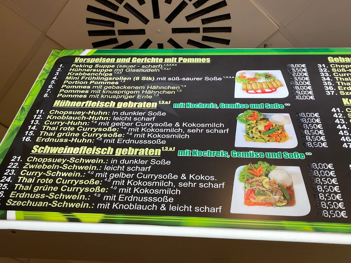 Speisekarte, Asia Anfu im Kaufland Stadthagen
