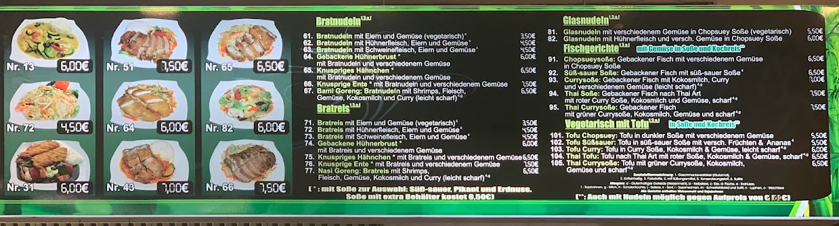 Speisekarte, Asia Anfu im Kaufland Stadthagen
