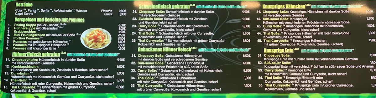 Speisekarte, Asia Anfu im Kaufland Stadthagen