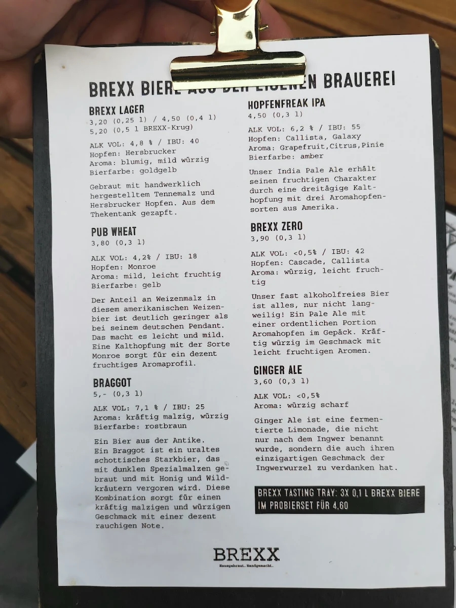 Speisekarte, BREXX. Bier. Pizza. Bowling.