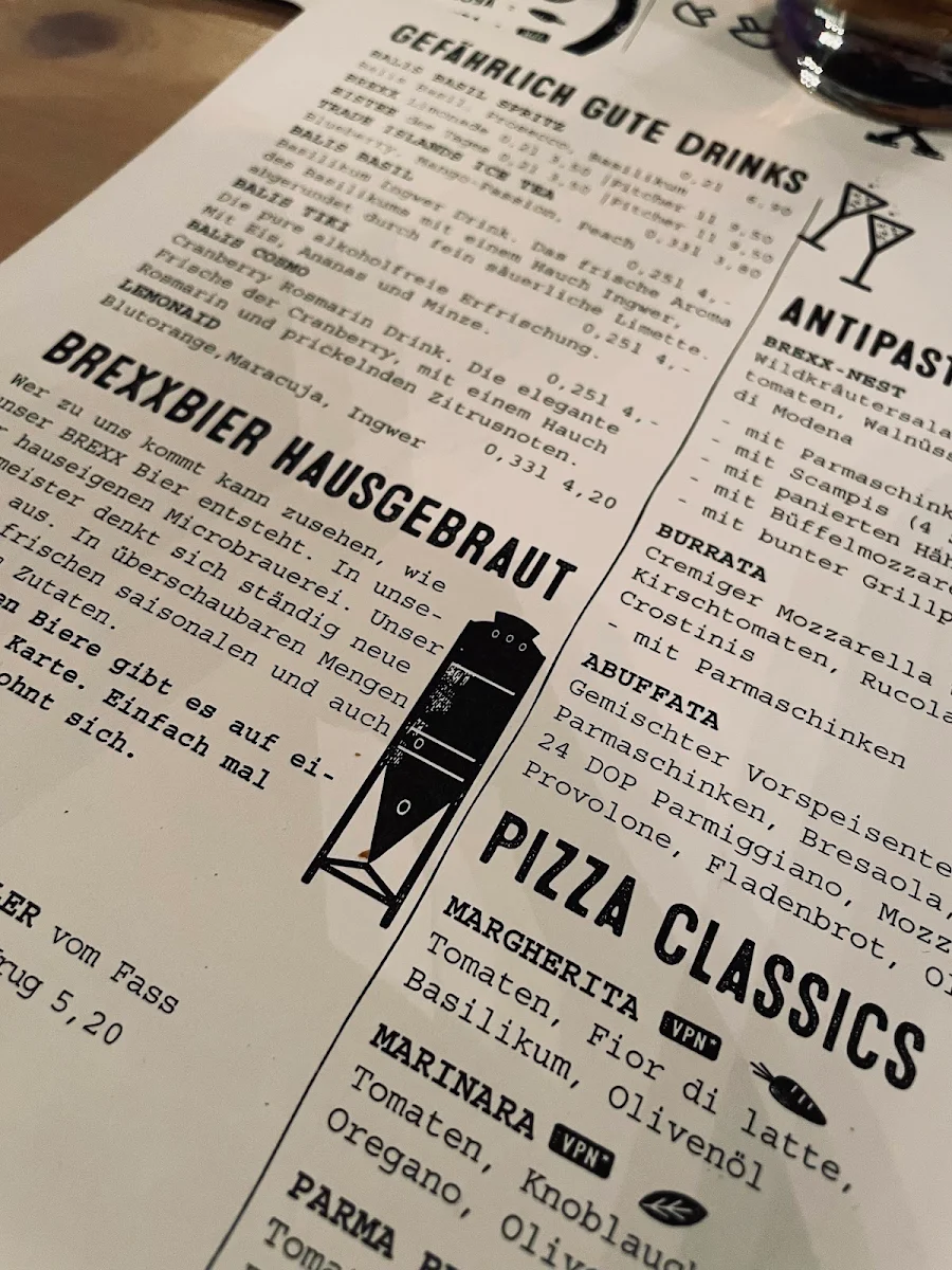 Speisekarte, BREXX. Bier. Pizza. Bowling.