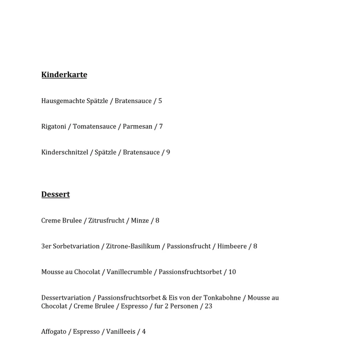 Speisekarte photo 5