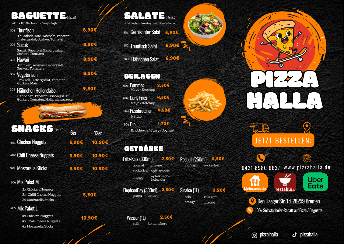 Speisekarte, Pizza Halla