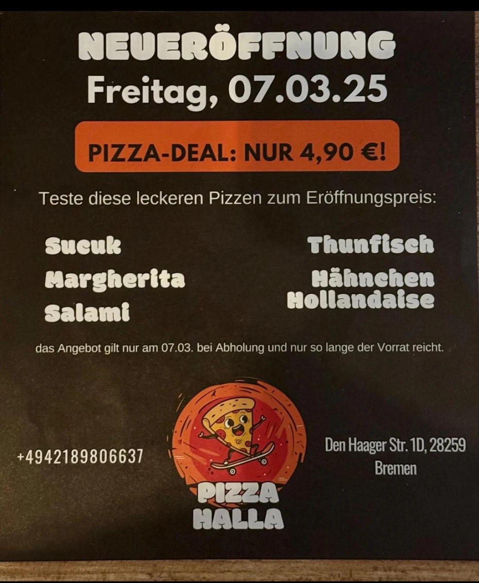 Speisekarte, Pizza Halla