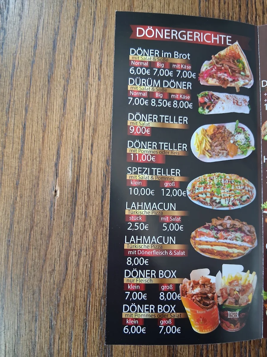 Speisekarte, Myster Döner