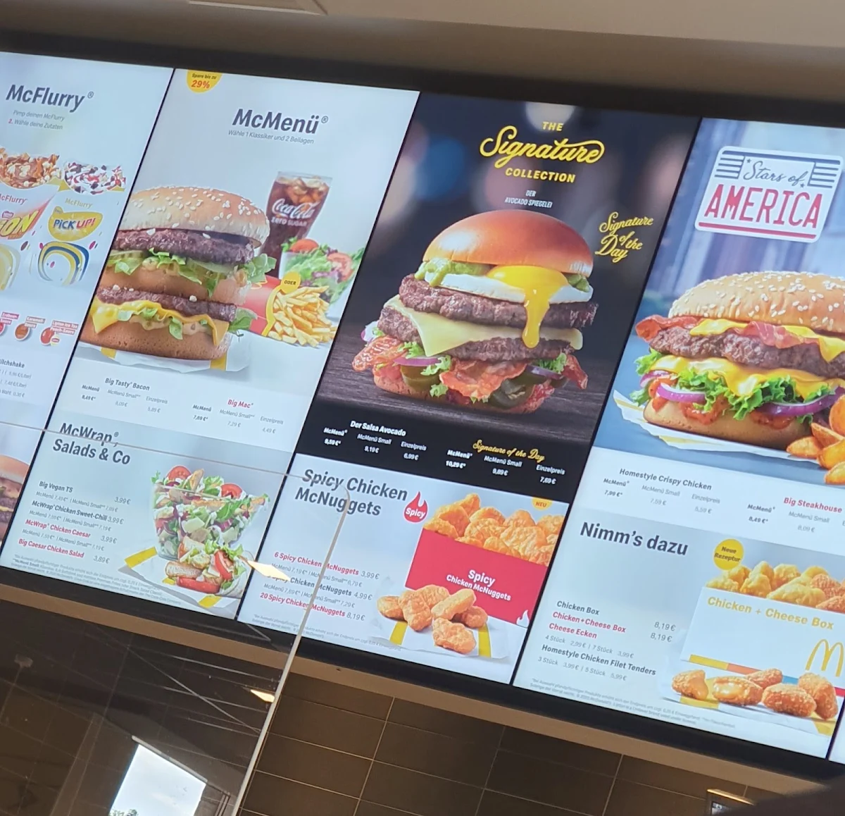 Speisekarte, McDonald's