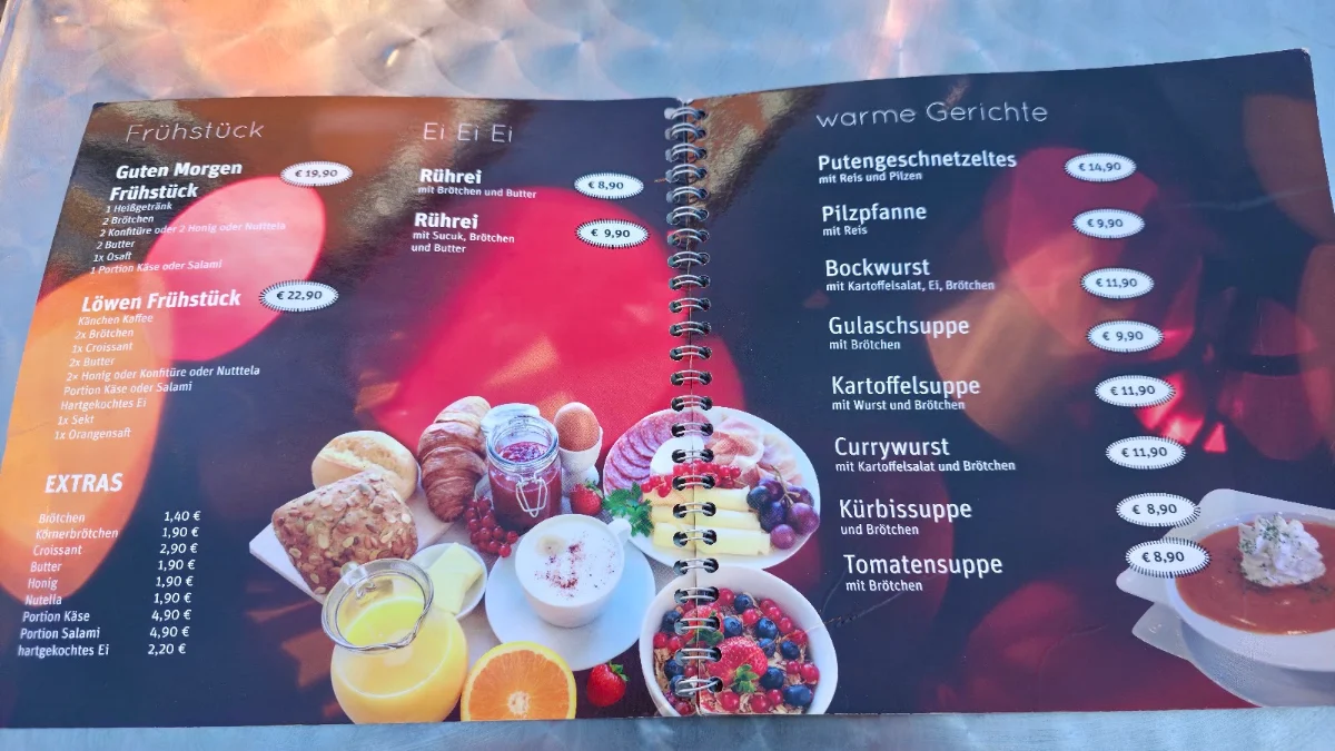 Speisekarte, Löwen Café
