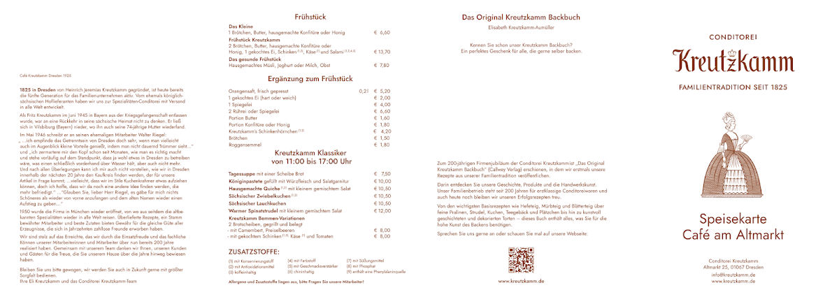 Speisekarte, Conditorei Café Kreutzkamm Dresden