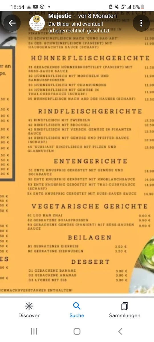 Speisekarte, Restaurant Mongol