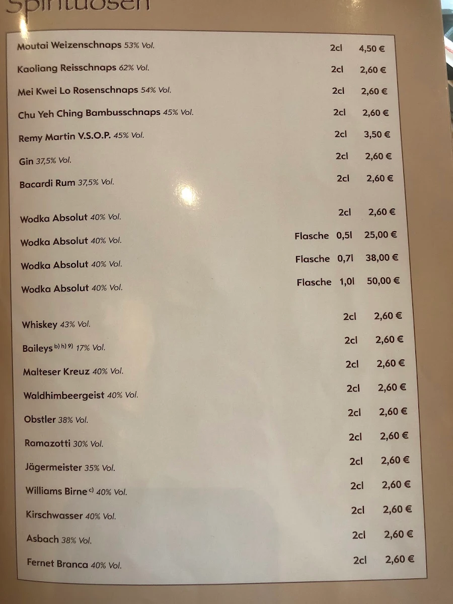 Speisekarte, Restaurant Mongol