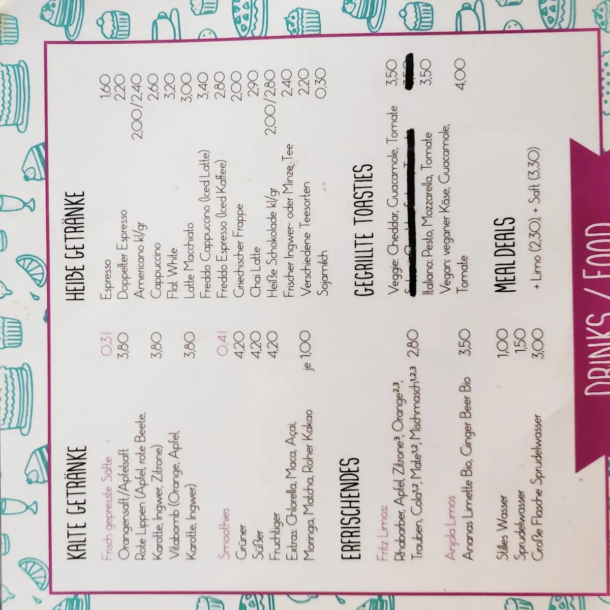 Speisekarte, Café Señorita Ploff