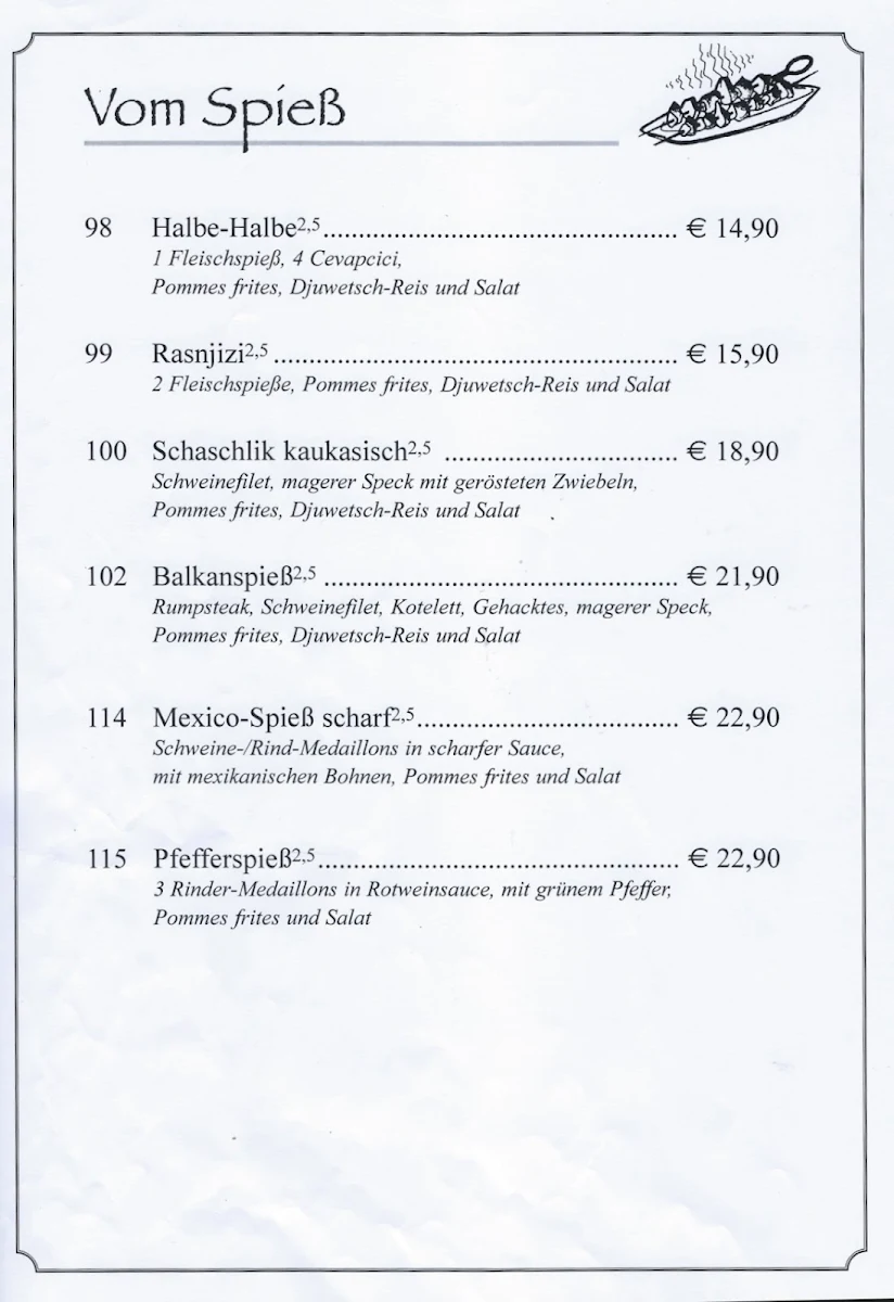 Speisekarte, Hotel NIKE & Restaurant Haus Wessels - Bottrop