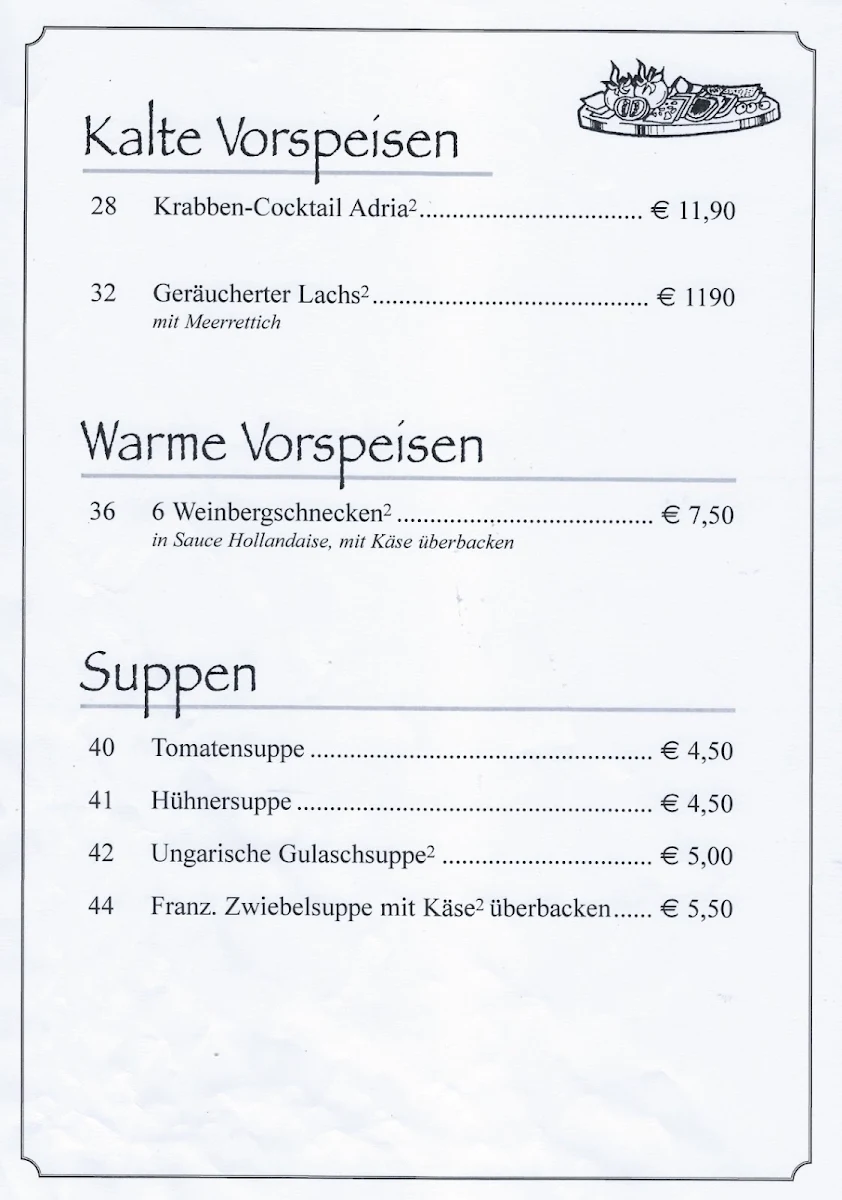 Speisekarte, Hotel NIKE & Restaurant Haus Wessels - Bottrop