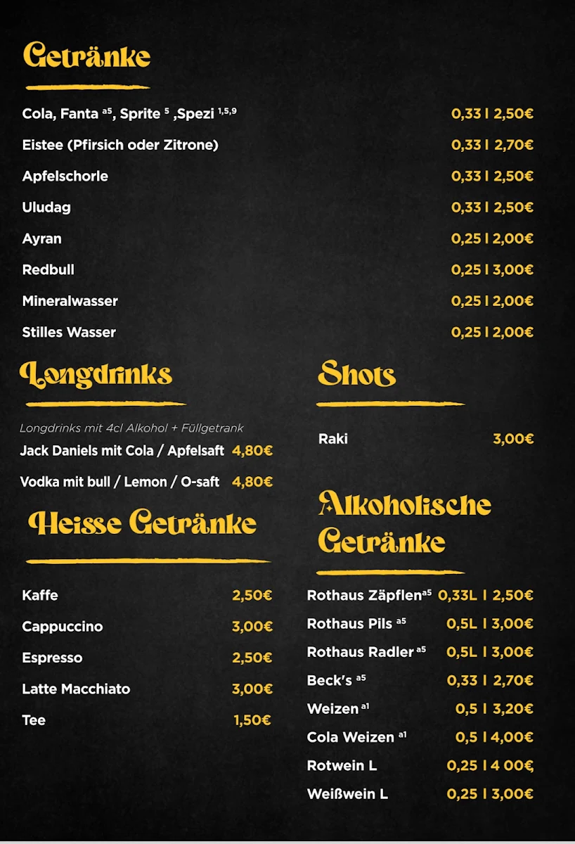 Speisekarte, Civan Kebab Haus
