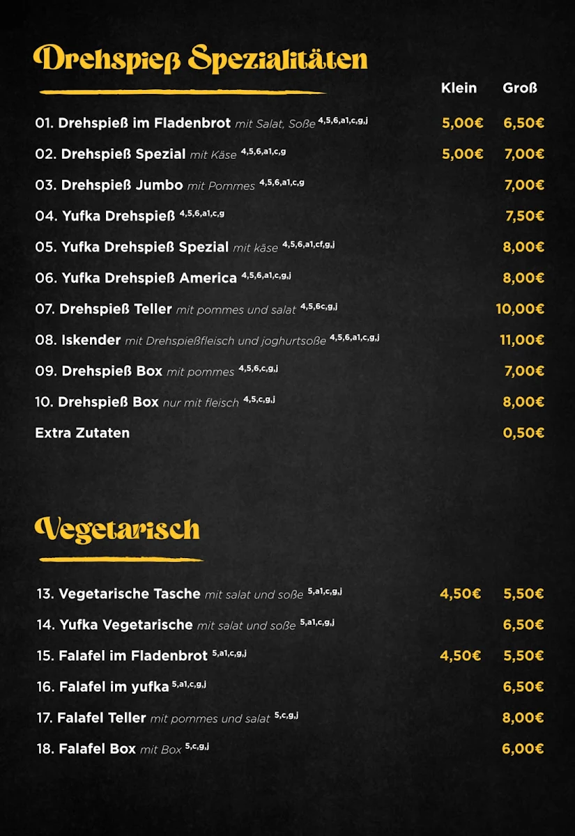 Speisekarte, Civan Kebab Haus