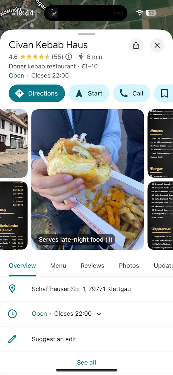 Speisekarte, Civan Kebab Haus