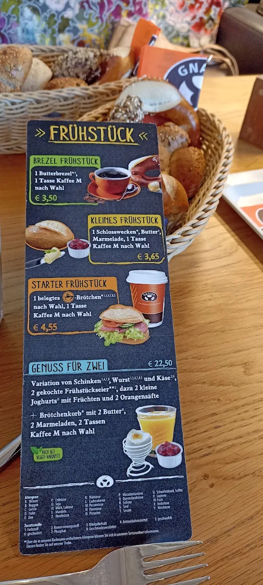 Speisekarte, Bäckerei Gnaier in Gerstetten