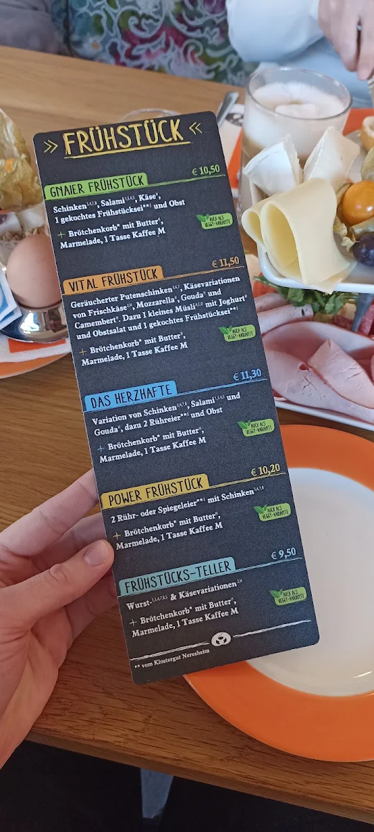Speisekarte, Bäckerei Gnaier in Gerstetten