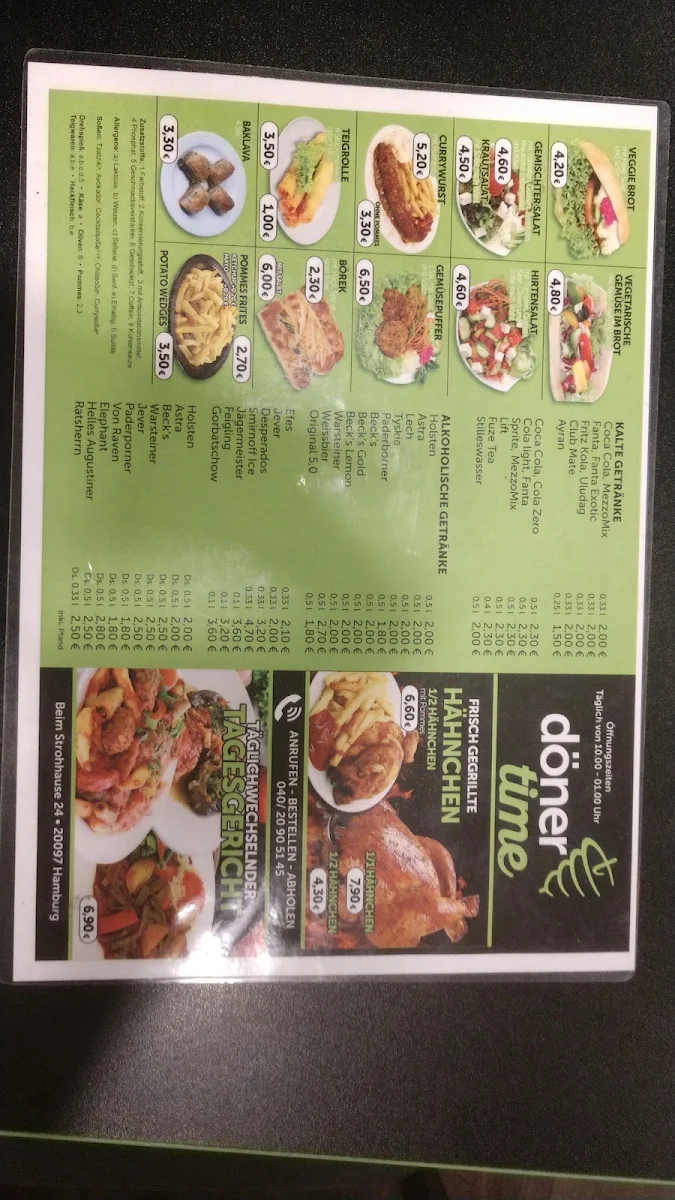 Speisekarte, döner time
