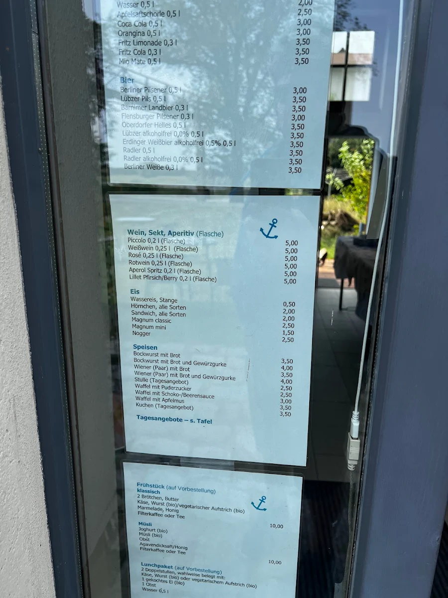 Speisekarte, Zum Blauen Anker - Imbiss, Café, Proviant