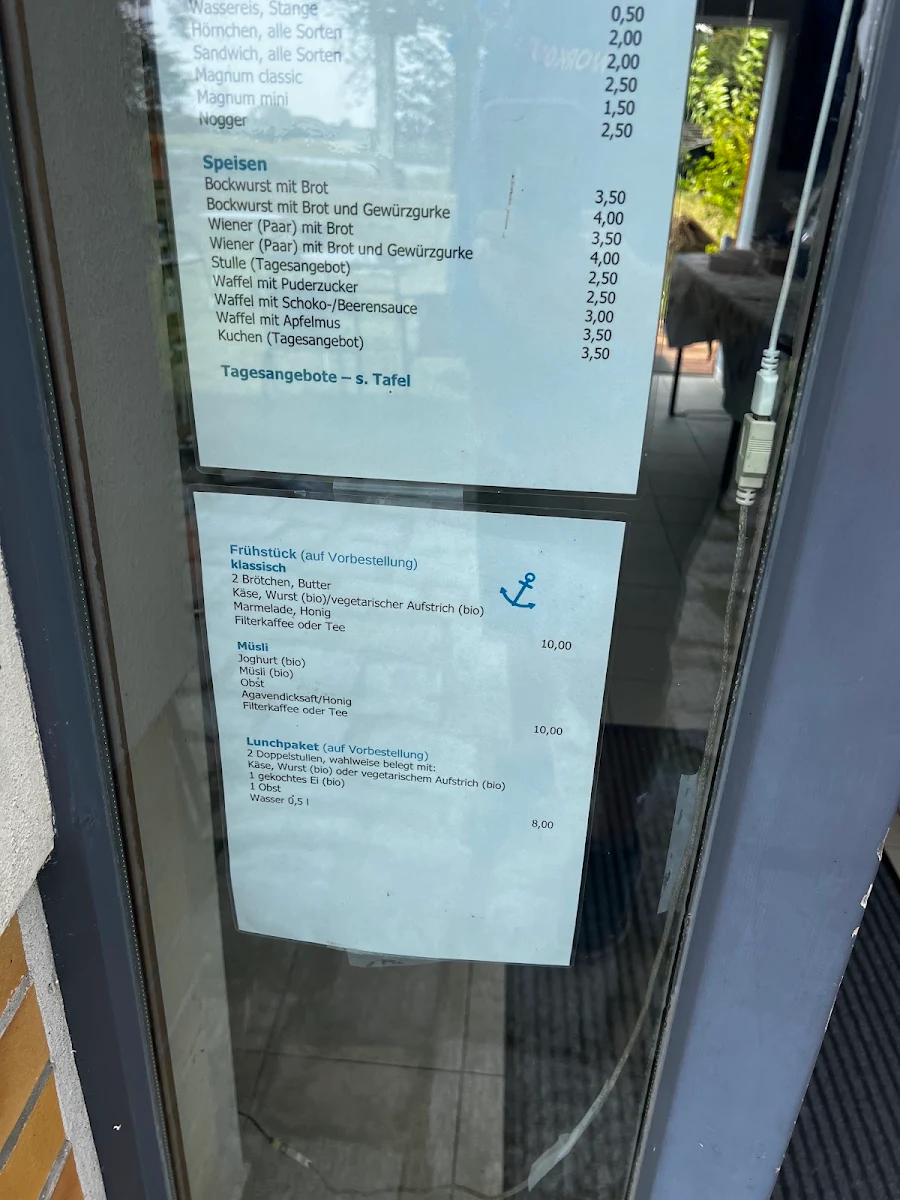 Speisekarte, Zum Blauen Anker - Imbiss, Café, Proviant